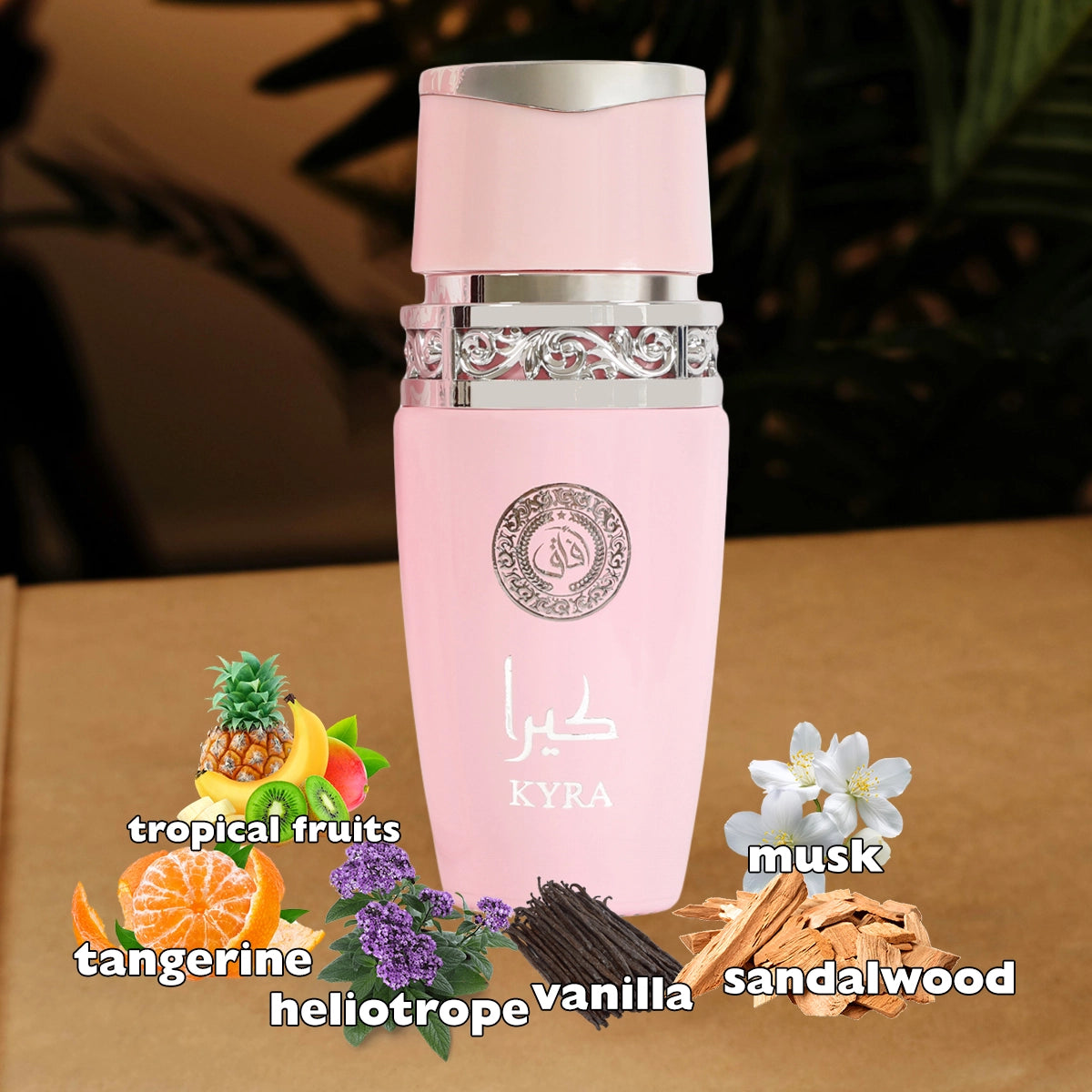 Kyra Perfume for Women 100ml displayed in a beautiful setting, revealing its long-lasting and captivating fragrance experience.