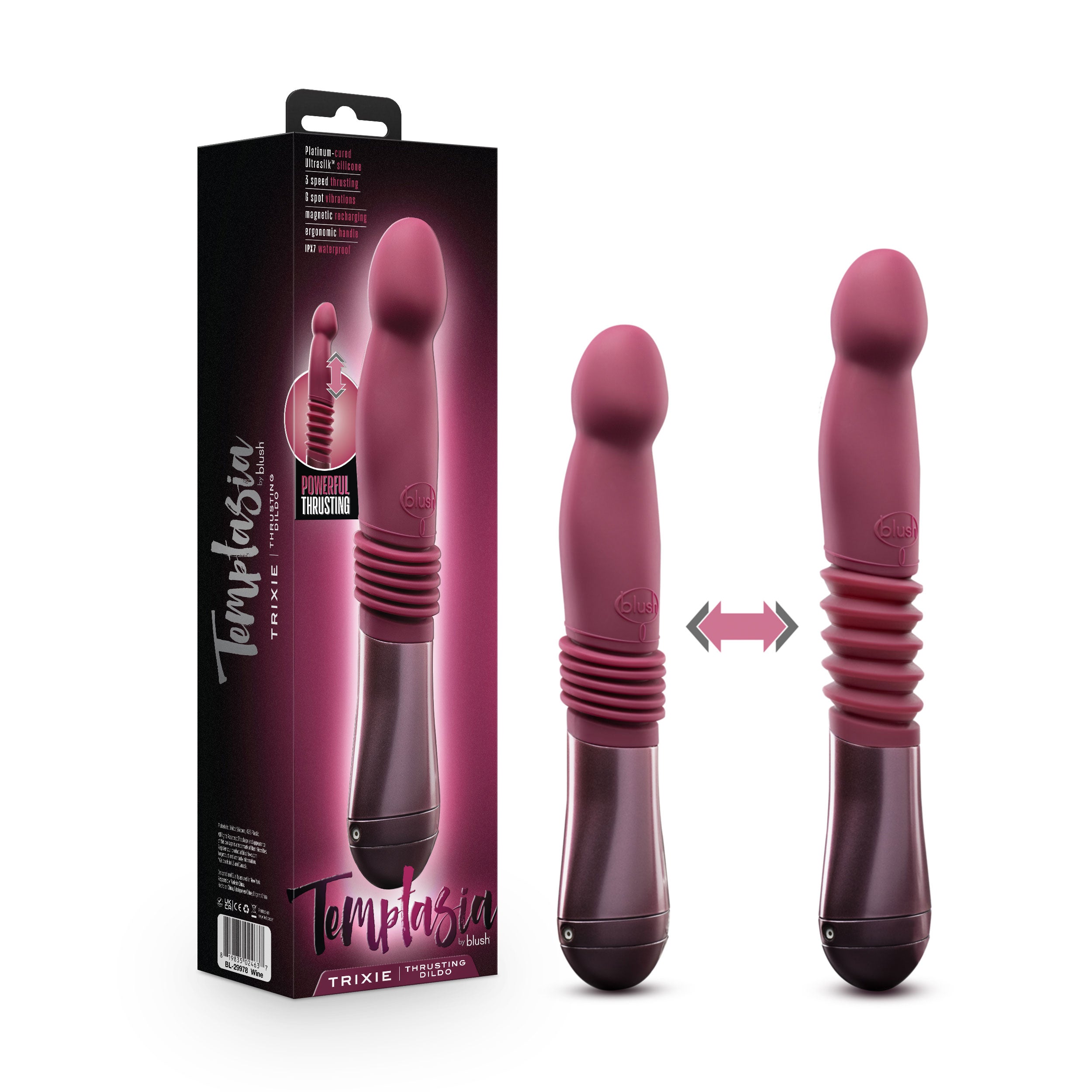 Temptasia Trixie Rechargeable Silicone Thrusting Dildo - SP BOUTIQUE