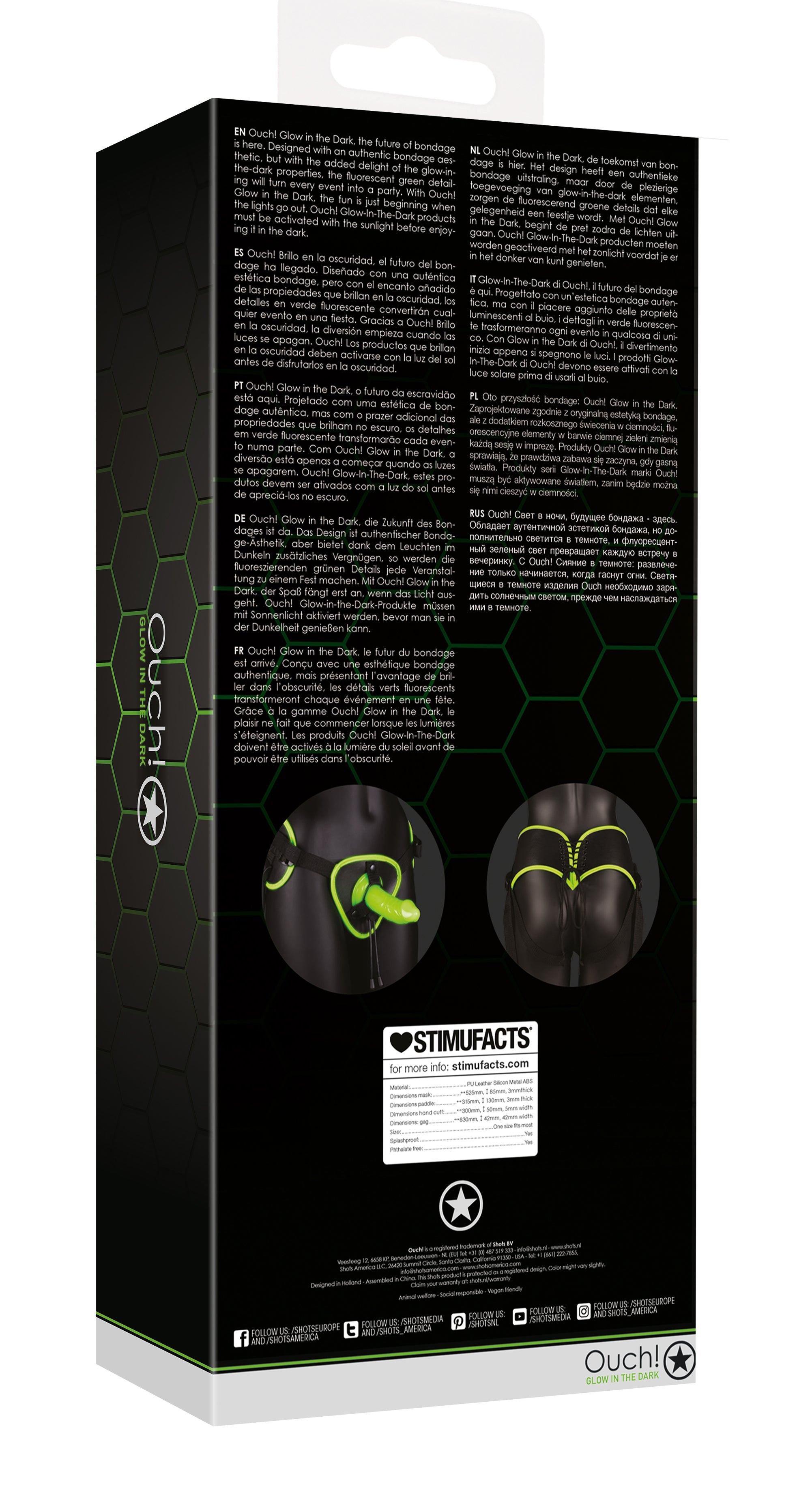 Ouch! Glow Strap-on Harness - Glow In The Dark - Green - SP BOUTIQUE