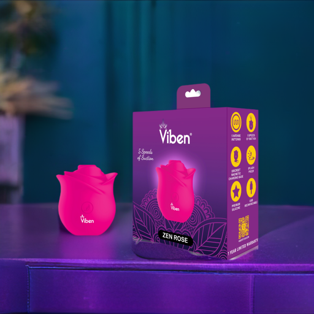 Zen Rose Handheld Rose Clitoral and Nipple Stimulator VIBEN
