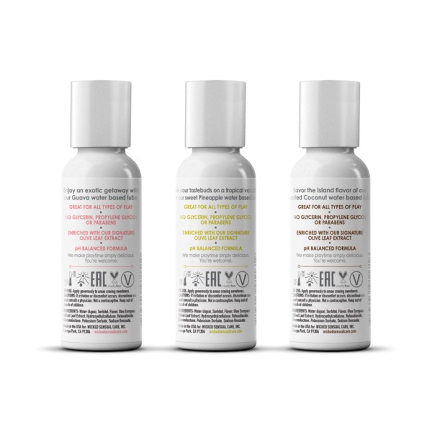 Wicked Simply Tropical Trio Travel Size Flavored Lubes WICKED SENSUAL CARE