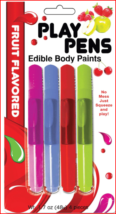 Play Pens Edible Fruit Flavored Body Pens (4 Pack) HOTT PRODUCTS