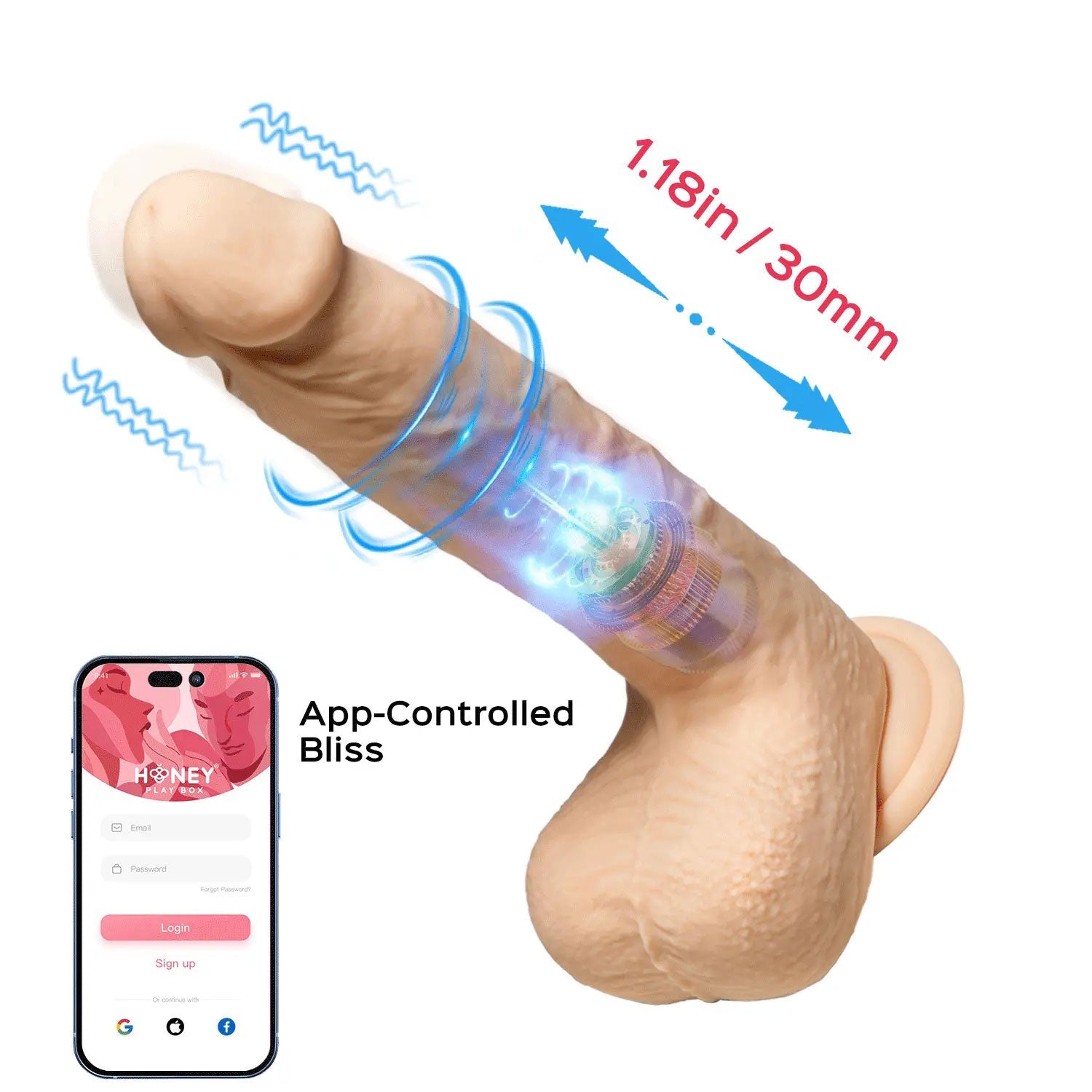 Luis-App Controlled 8.5" Real Thrusting Dildo With Clit Licker HONEY PLAY BOX