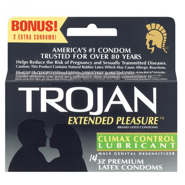 Trojan Extended Pleasure Condoms With Climax Control Lubricant - SP BOUTIQUE