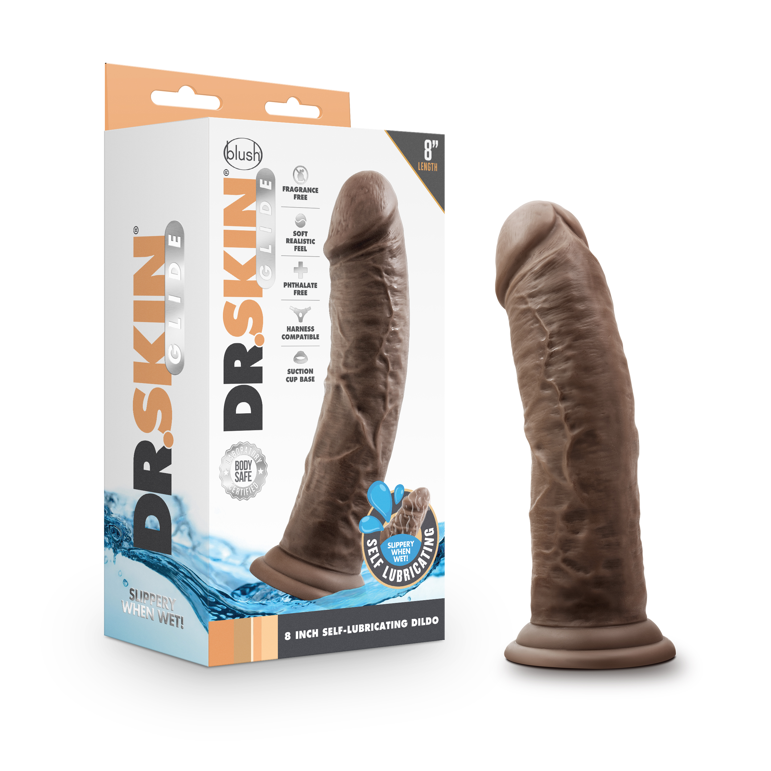 Dr. Skin Glide - 8 Inch Self Lubricating Dildo - SP BOUTIQUE