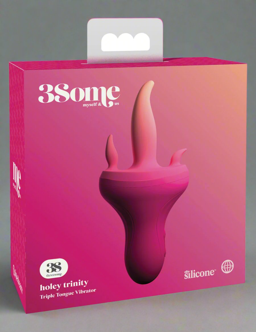 3Some Holey Trinity Triple Tongue Vibrator - Rechargeable Silicone, Multi-Speed, Remote Control - SP BOUTIQUE