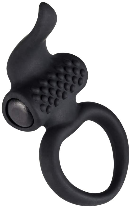 Adrien Lastic 6-Function Vibrating Cock Ring With Clitoral Stimulators - Black - SP BOUTIQUE