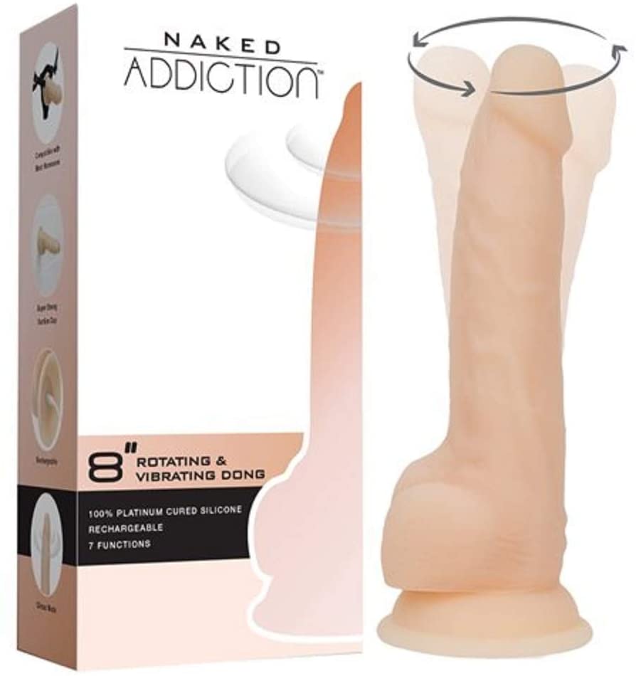 Naked Addiction Rotate And Vibrate Dong 8" - SP BOUTIQUE