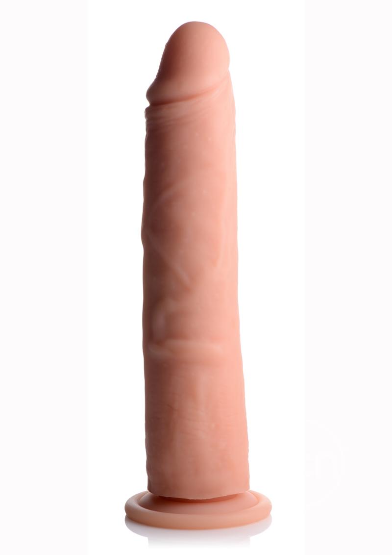 Big Shot Silicone Vibrating & Twirling Remote Control Rechargeable Dildo 9in - Vanilla - SP BOUTIQUE