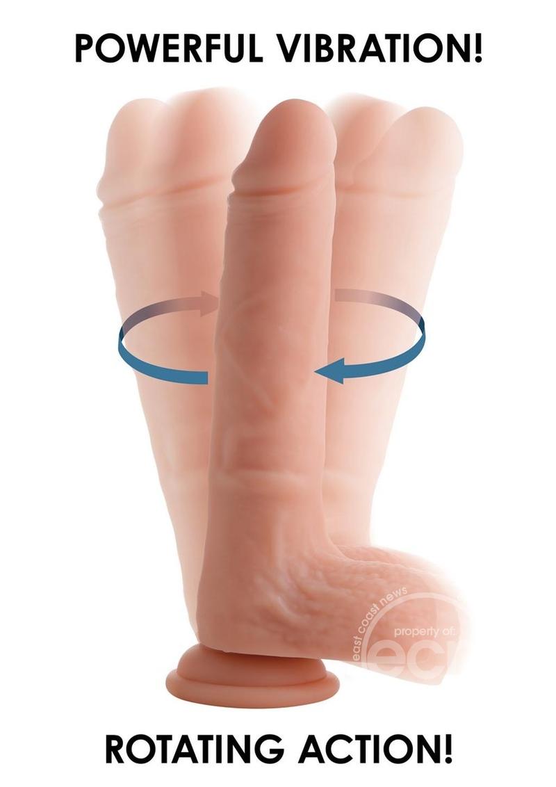 Big Shot Silicone Vibrating & Twirling Remote Control Rechargeable Dildo with Balls 8in - Vanilla - SP BOUTIQUE