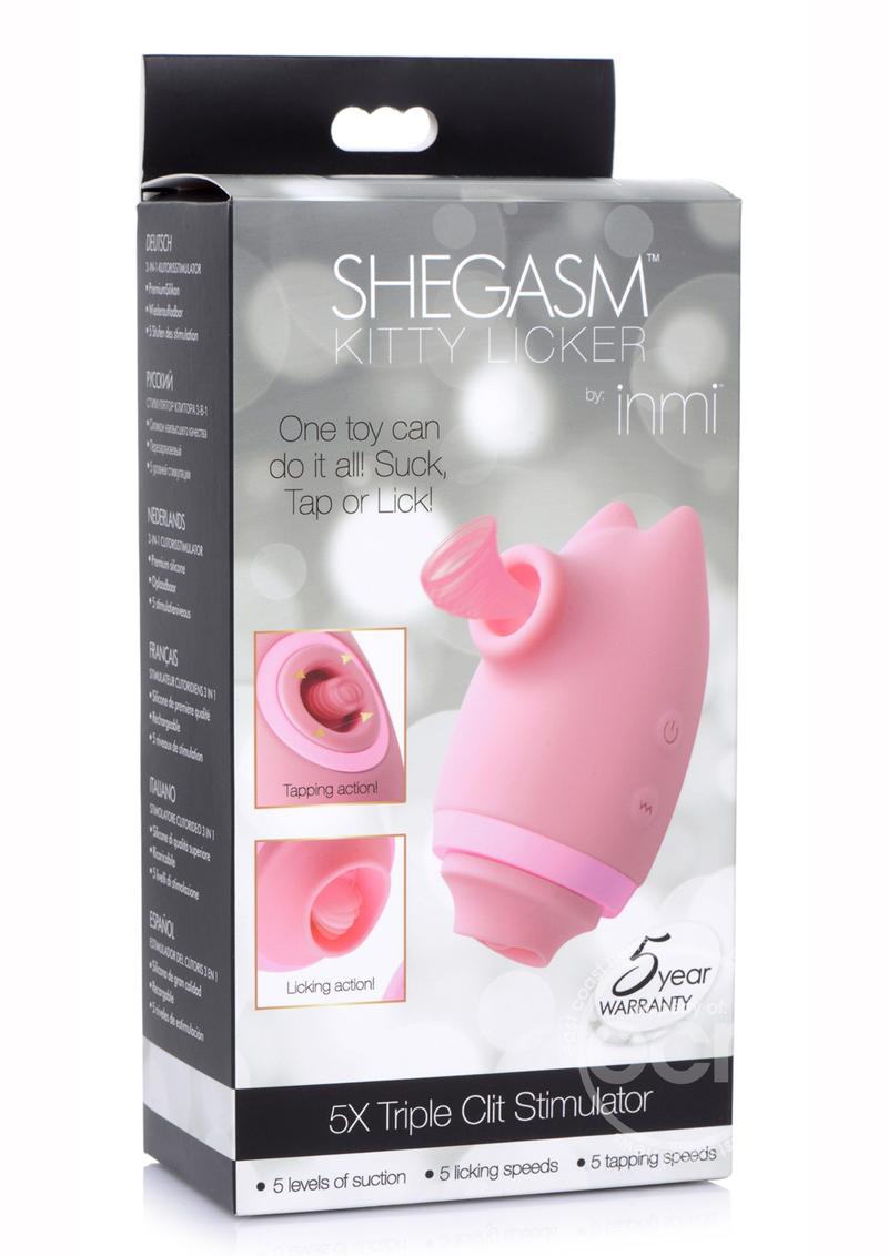 Inmi Shegasm Kitty Licker 5X Silicone Rechargeable Clit Stimulator - Pink BMS FACTORY