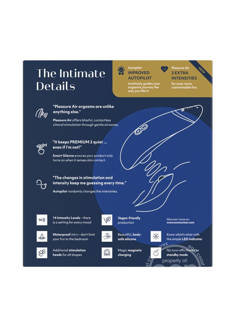 Womanizer Premium 2 Clitoral Stimulator - 14 Intensities, Smart Silence & Autopilot Experience - SP BOUTIQUE