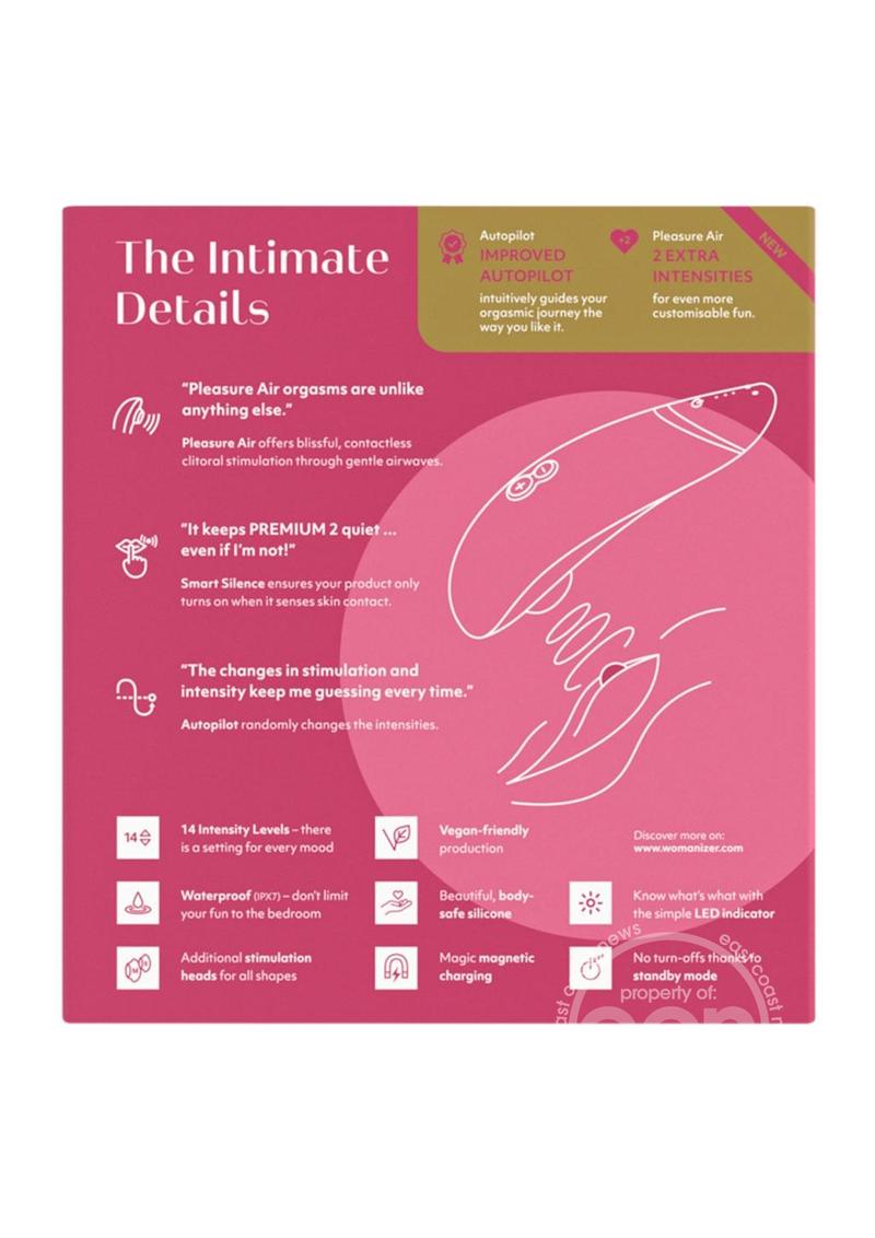 Womanizer Premium 2 Clitoral Stimulator - 14 Intensities, Smart Silence & Autopilot Experience - SP BOUTIQUE