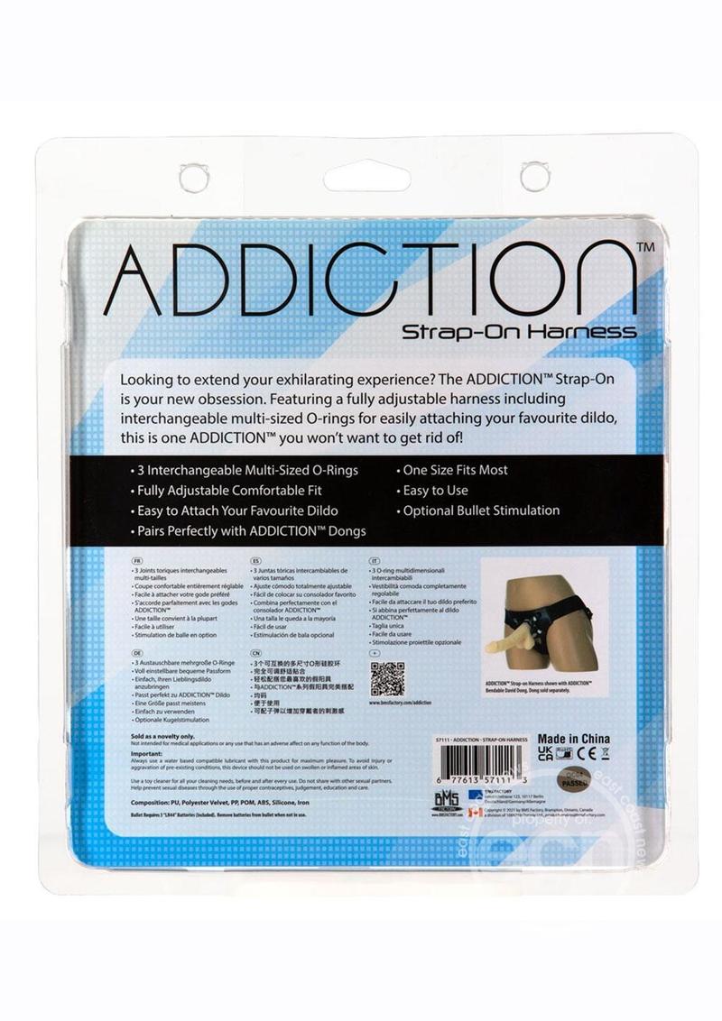Addiction Strap-On Harness For Dildos - Adjustable Fit, 3 O-Rings, & Built-In Bullet Vibrator - SP BOUTIQUE