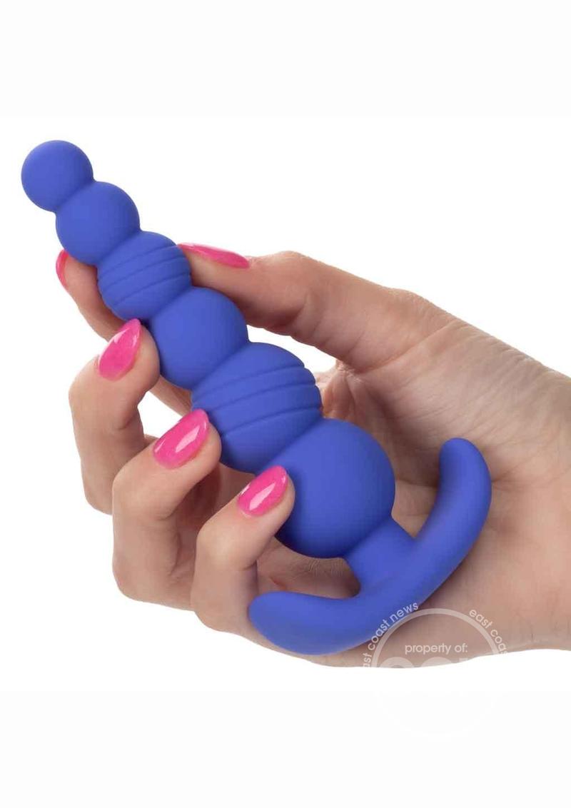 Cheeky X-6 Beads Silicone Anal Probe - Blue - SP BOUTIQUE