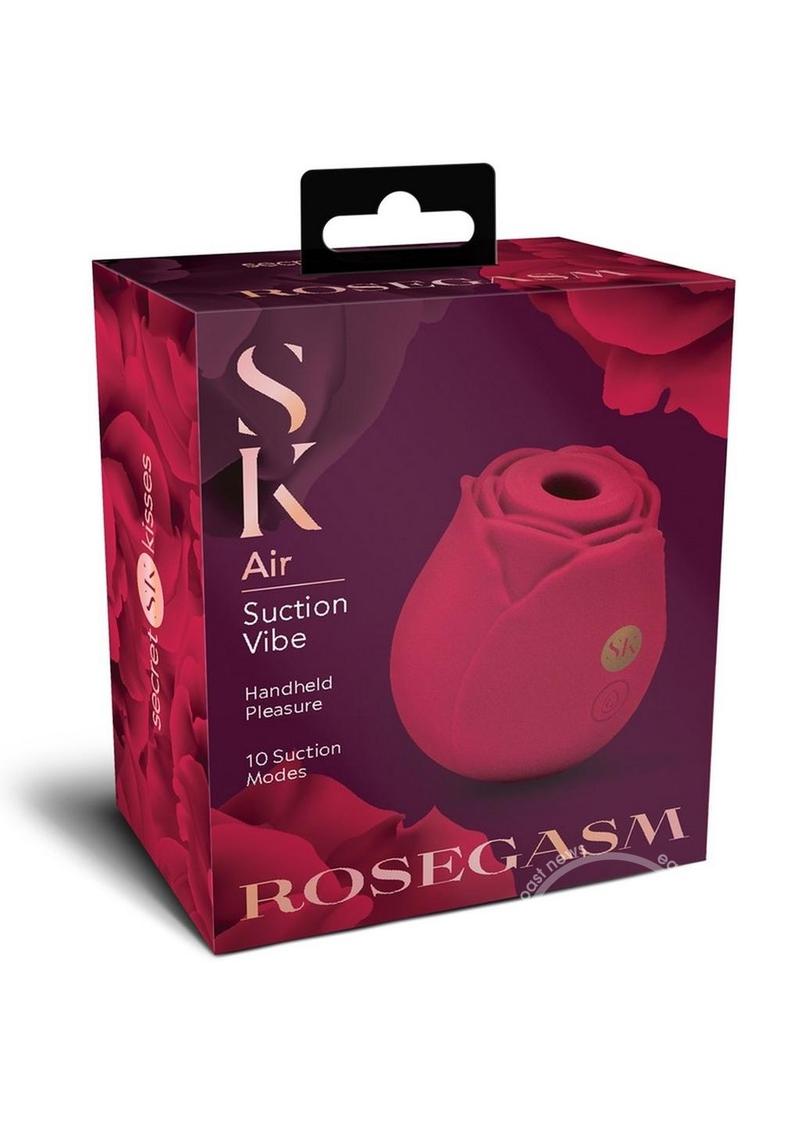 Secret Kisses Rosegasm Air Rechargeable Silicone Clitoral Stimulator - Red - SP BOUTIQUE