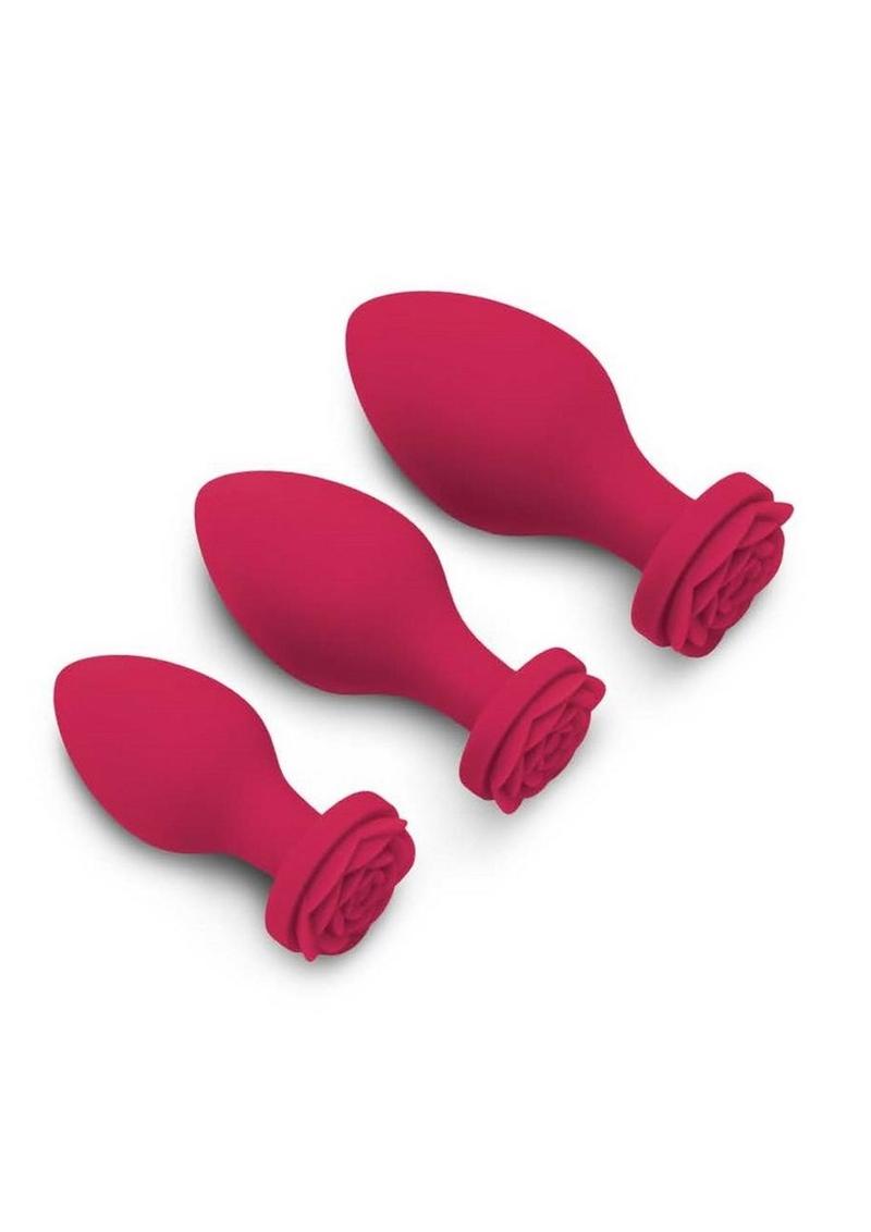 Secret Kisses Rosegasm Butt Bouquet Training Set Silicone Plugs (3 Piece) - Red - SP BOUTIQUE