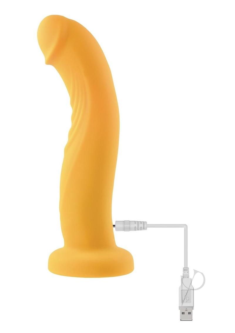Gender X Sweet Embrace Rechargeable Silicone Dual Vibrating Strap-On with Remote Control - Yellow/Black - SP BOUTIQUE