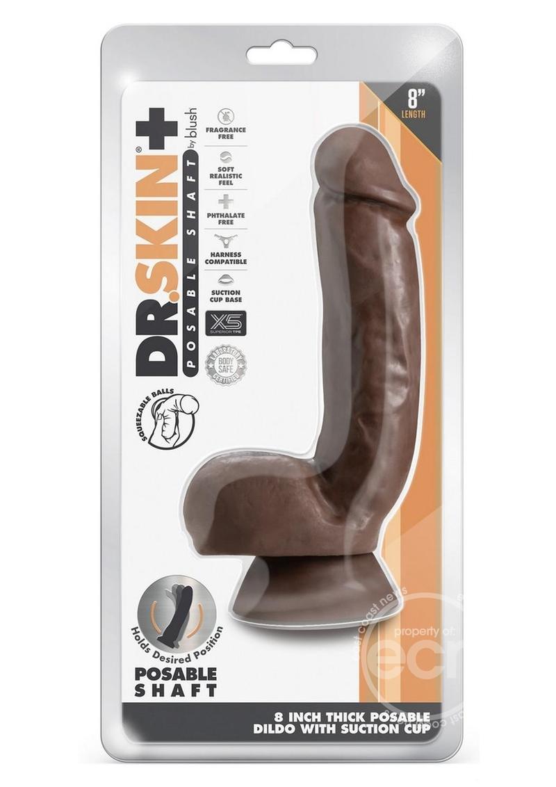 Dr. Skin Plus Thick Posable Dildo with Squeezable Balls 8in - SP BOUTIQUE