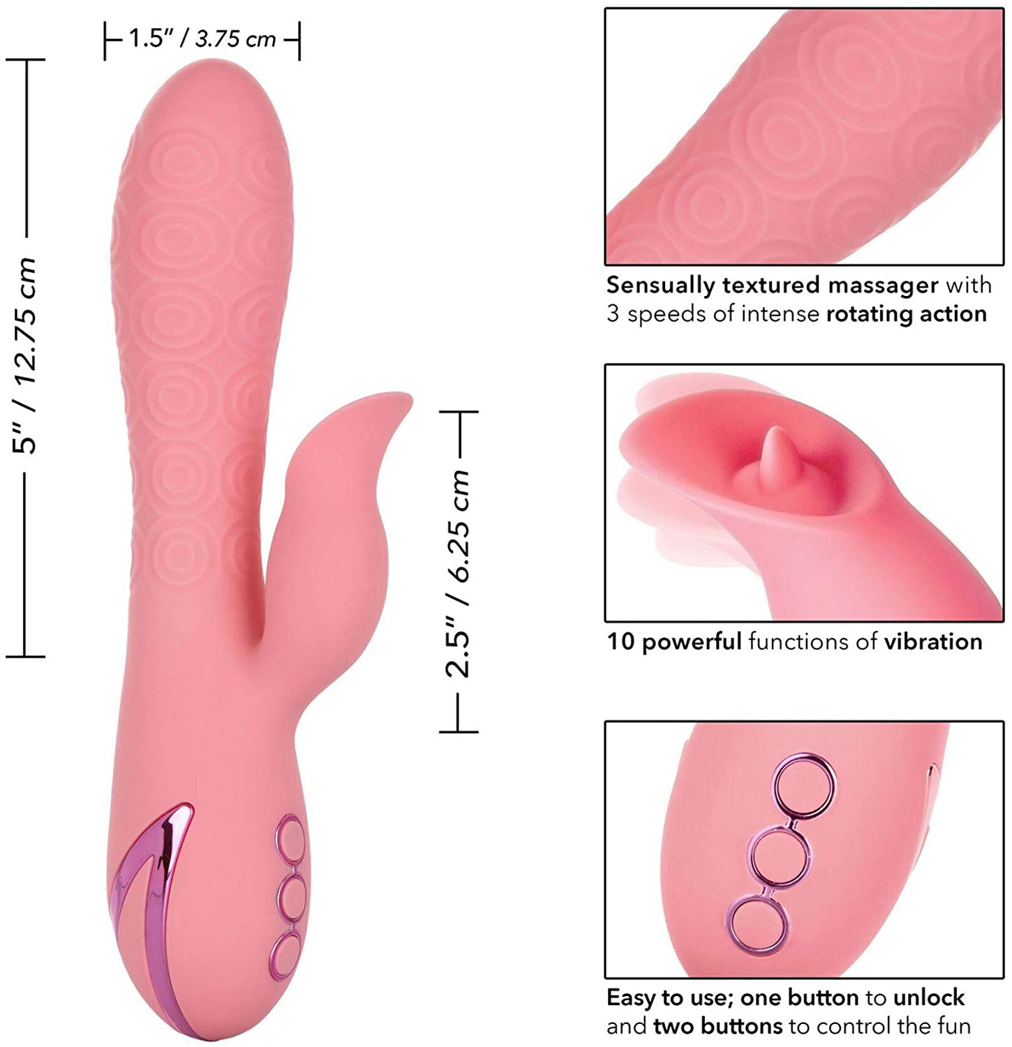 California Dreaming Pasadena Player - 10 Vibration Modes, 3 Rotation Speeds, Waterproof Massager - SP BOUTIQUE