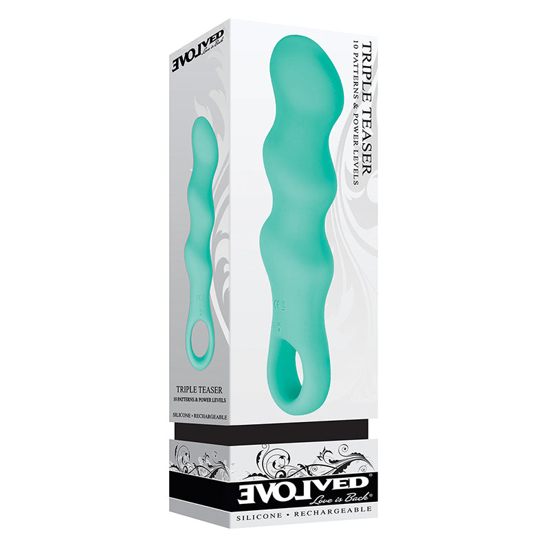 Evolved Triple Teaser Rechargeable Silicone Teal - SP BOUTIQUE