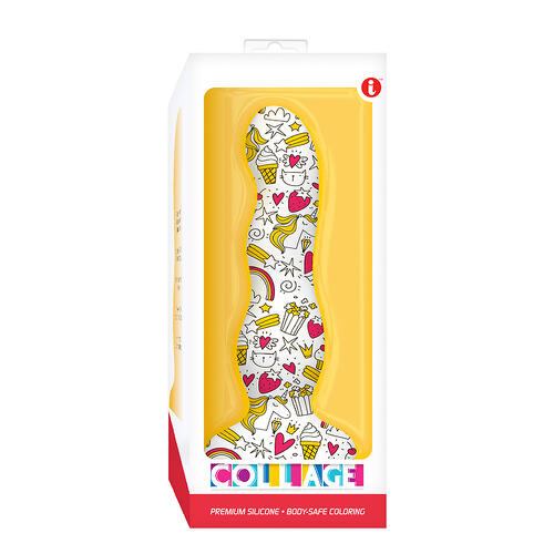 Collage Cupcakes and Unicorns Curvy Silicone 7in Dildo SP BOUTIQUE