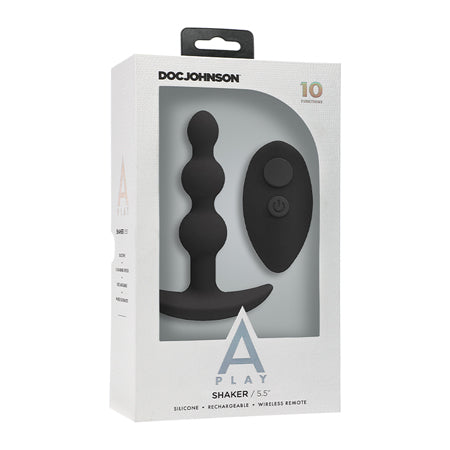 A-Play BEADED VIBE Rechargeable Silicone Anal Plug with Remote DOC JOHNSON