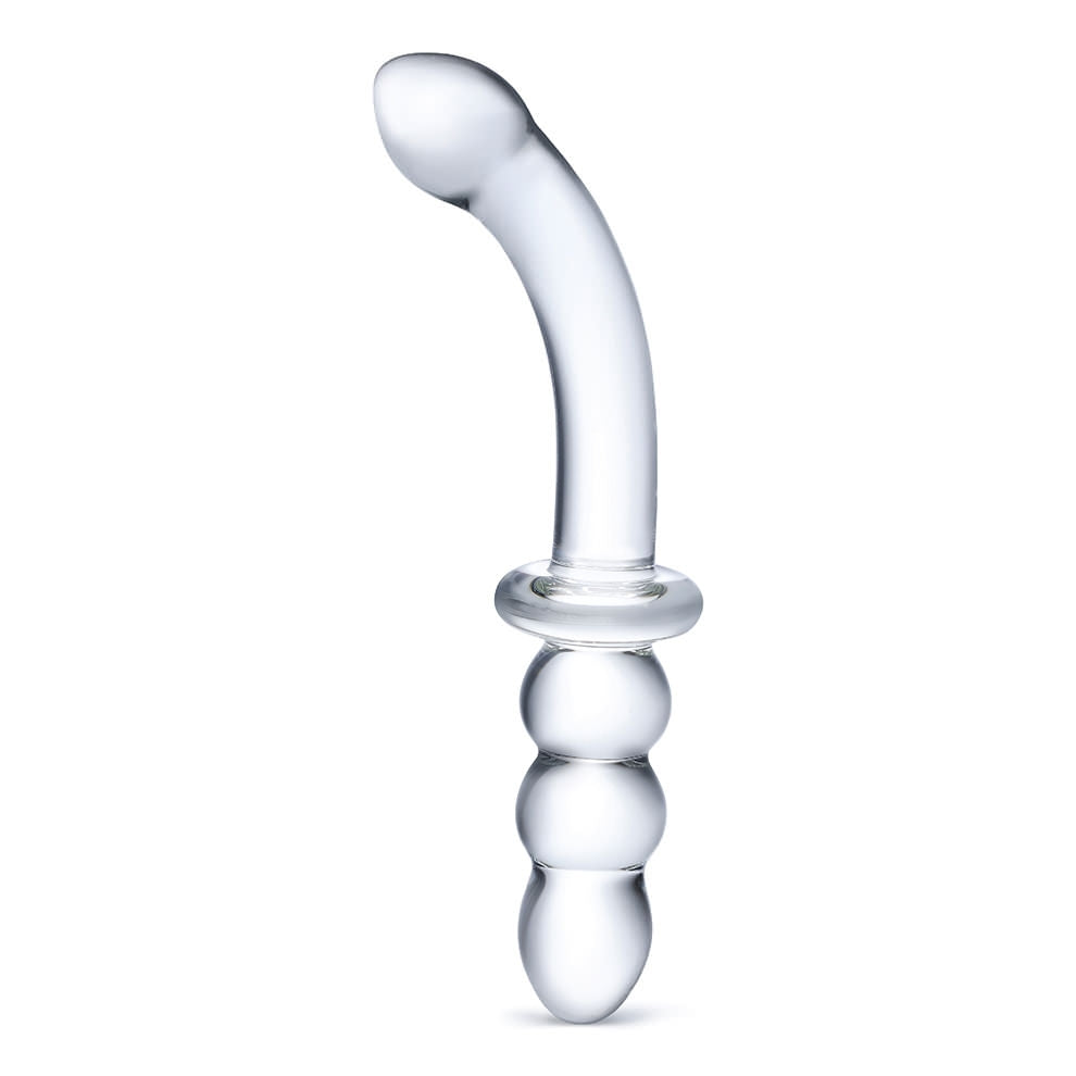 8" Ribbed Glass Dildo for G-Spot Stimulation & Sensational Pleasure - Dual-Ended Design - SP BOUTIQUE