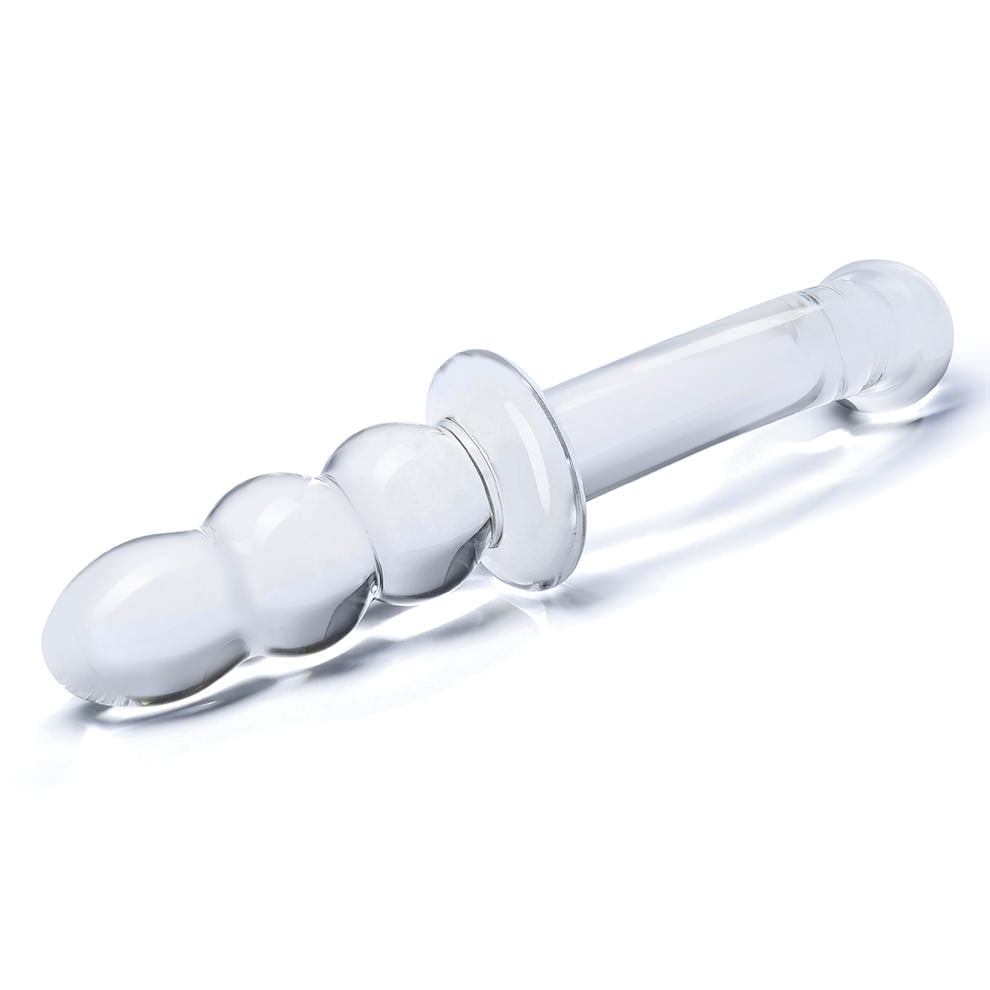 8" Ribbed Glass Dildo for G-Spot Stimulation & Sensational Pleasure - Dual-Ended Design - SP BOUTIQUE