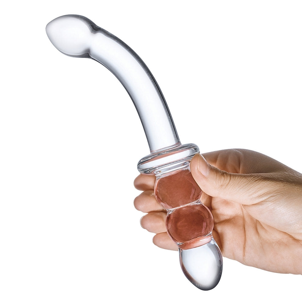 8" Ribbed Glass Dildo for G-Spot Stimulation & Sensational Pleasure - Dual-Ended Design - SP BOUTIQUE