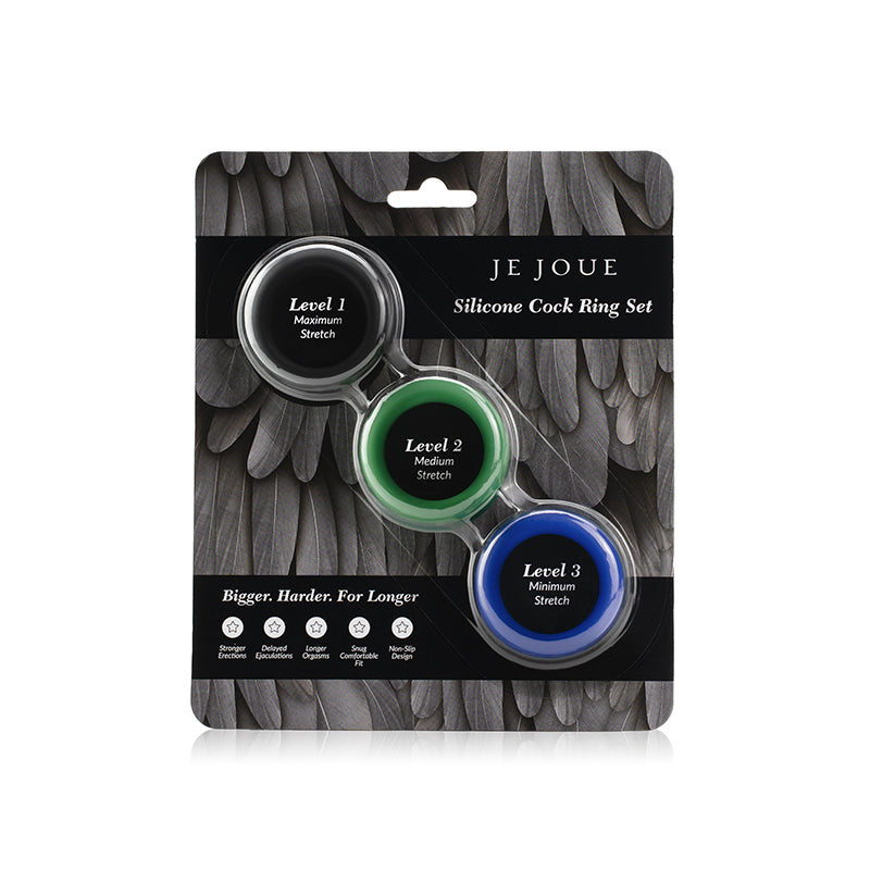Je Joue 3-Pack Silicone C-Rings Black/Green/Blue - SP BOUTIQUE