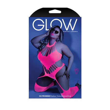 Glow No Promises Footless Teddy Bodystocking Neon Pink QS - SP BOUTIQUE