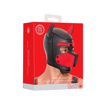 Puppy Play Neoprene Puppy Hood Red/Black - SP BOUTIQUE