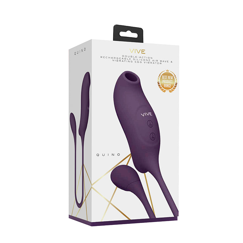 Vive Quino Air Wave & Vibrating Egg - 2 Motors, 10 Functions, Waterproof, Rechargeable Silicone - SP BOUTIQUE