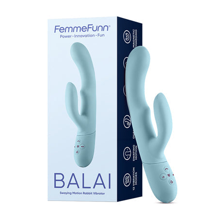 FemmeFunn Balai Rechargeable Silicone Swaying Motion Dual Stimulation Vibrator Light Blue - SP BOUTIQUE
