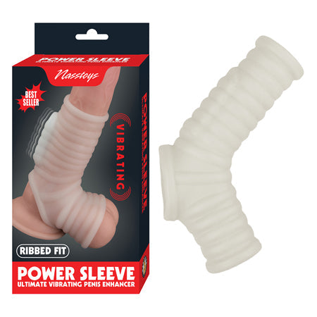 Power Sleeve Ribbed Fit Vibrating Penis Enhancer - SP BOUTIQUE