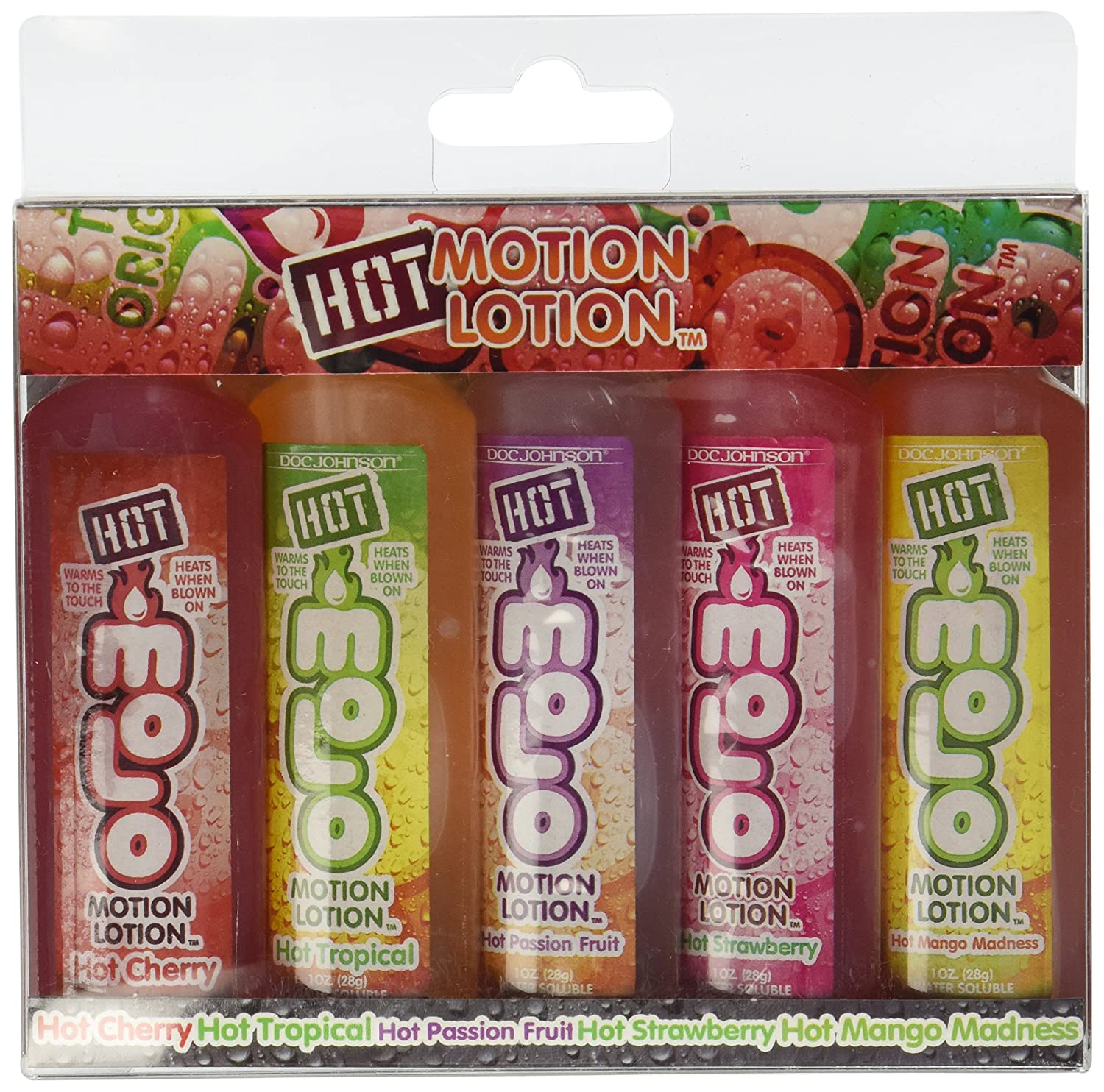 Hot motion lotion - 1 oz bottle pack of 5 assorted flavors - SP BOUTIQUE