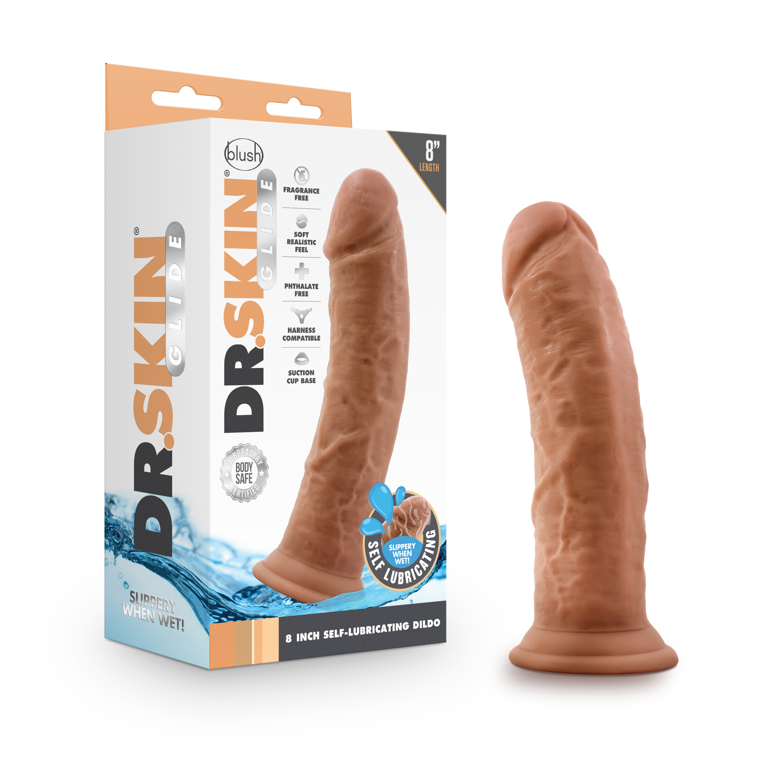 Dr. Skin Glide - 8 Inch Self Lubricating Dildo - SP BOUTIQUE