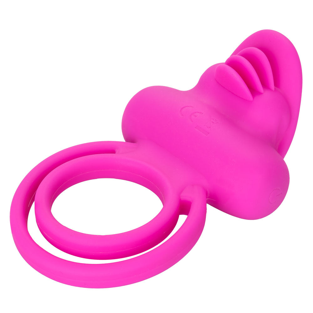 Dual Clit Flicker Enhancer Vibrating Cock Ring Pink - SP BOUTIQUE