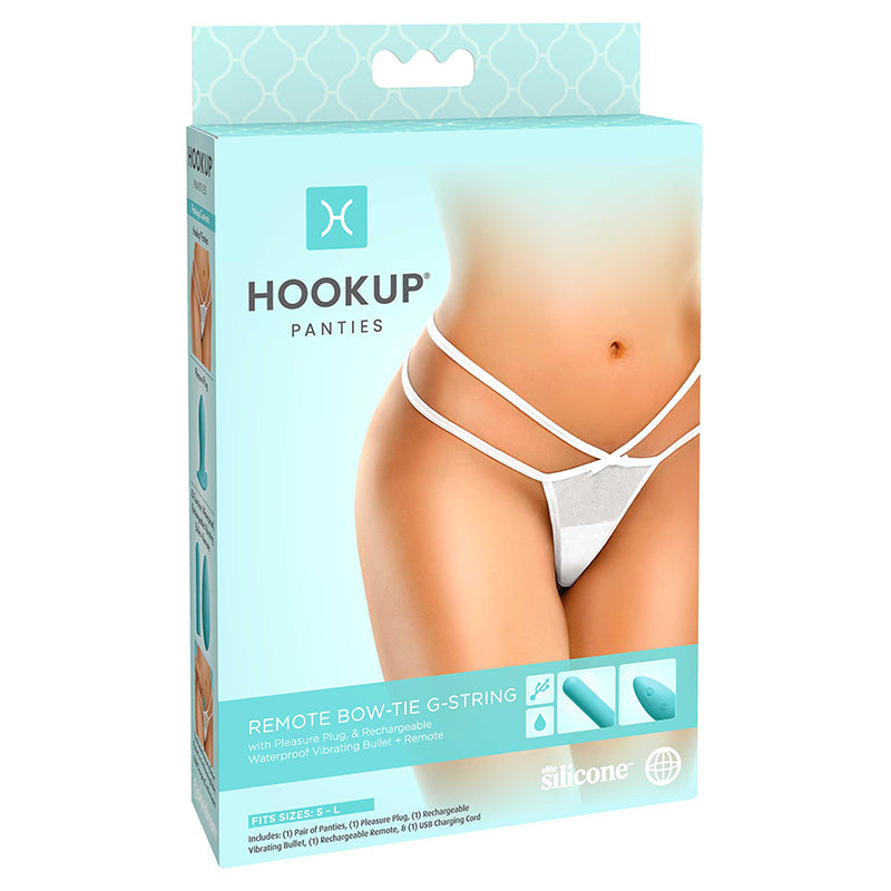 Hookup Remote Bow-Tie G-String White Fits Size S-L - SP BOUTIQUE