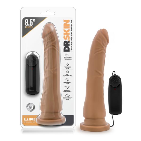 Dr. Skin - 8.5 Inch Vibrating Realistic Cock With Suction Cup - Mocha SP BOUTIQUE