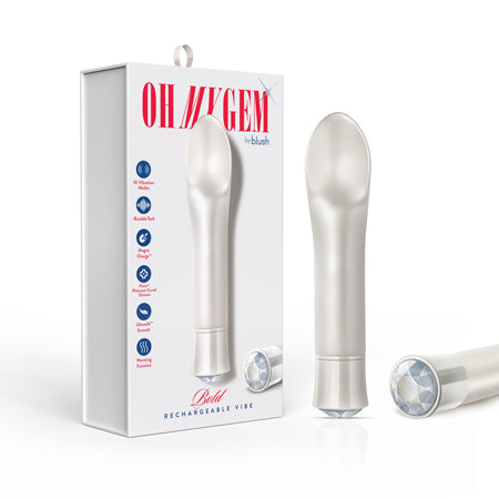 Oh My Gem Bold Rechargeable Warming Silicone Scooped Tongue Vibrator BLUSH