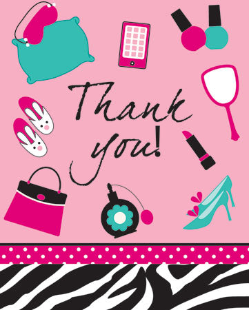 Pink Zebra Thank You Notes 8pk - SP BOUTIQUE