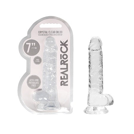 REALRoCK Crystal Realistic Dildo With Balls 7" - SP BOUTIQUE