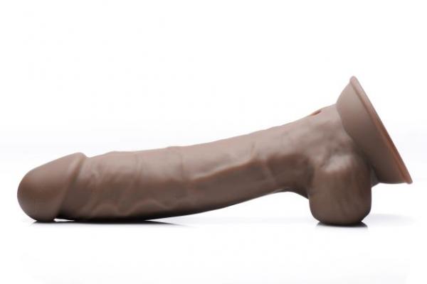Fleshstixxx 8in Vibrating Dildo W/ Balls Dark - SP BOUTIQUE