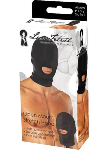 Lux Fetish Open Mouth Stretch Hood Black O/S - SP BOUTIQUE