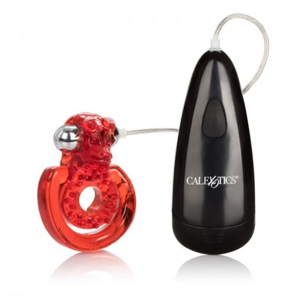 Elite Sexual Exciter Ruby Vibrating Cock Ring with Clitoral Stimulation - Red - SP BOUTIQUE