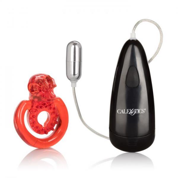 Elite Sexual Exciter Ruby Vibrating Cock Ring with Clitoral Stimulation - Red - SP BOUTIQUE
