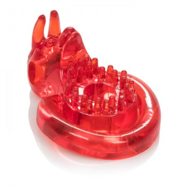 Elite Sexual Exciter Ruby Vibrating Cock Ring with Clitoral Stimulation - Red - SP BOUTIQUE