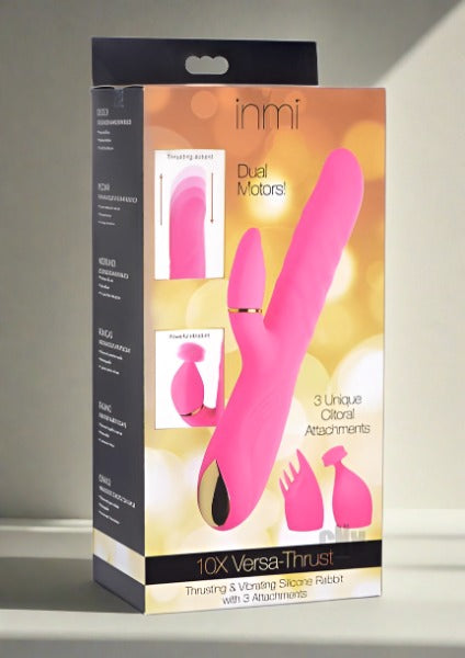 10X Versa-Thrust Vibrating Thrusting Toy with 3 Interchangeable Clitoral Attachments - SP BOUTIQUE